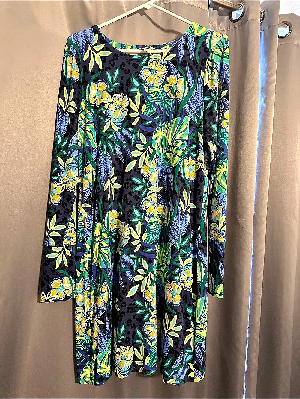 Lilly Pulitzer Floral Dress in Blue & Green Size XL Like New